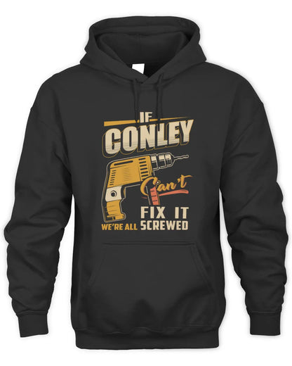 CONLEY TP22-K4-228 - Personalized Handyman T-Shirt “If AARON Can’t Fix It, We’re All Screwed” - Unisex Hoodie - Black