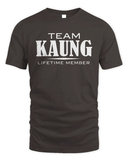 KAUNG BL62-K4-128 - Personalized “Team NAME Lifetime Member” - Unisex Standard T-Shirt - Dark Chocolate
