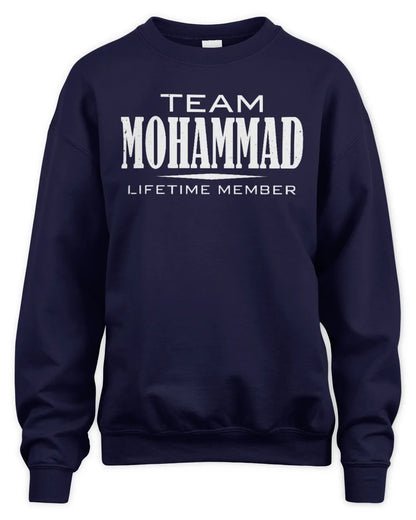 MOHAMMAD BL62-K4-128 - Personalized “Team NAME Lifetime Member” - Unisex Sweatshirt - Navy
