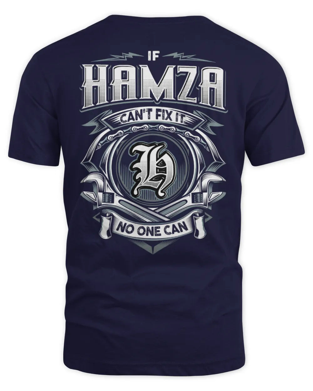 HAMZA AP81-K4-626 - Personalized Ahmed Quote Apparel “If Ahmed Can't Fix It, No One Can” - Unisex Standard T-Shirt - Navy