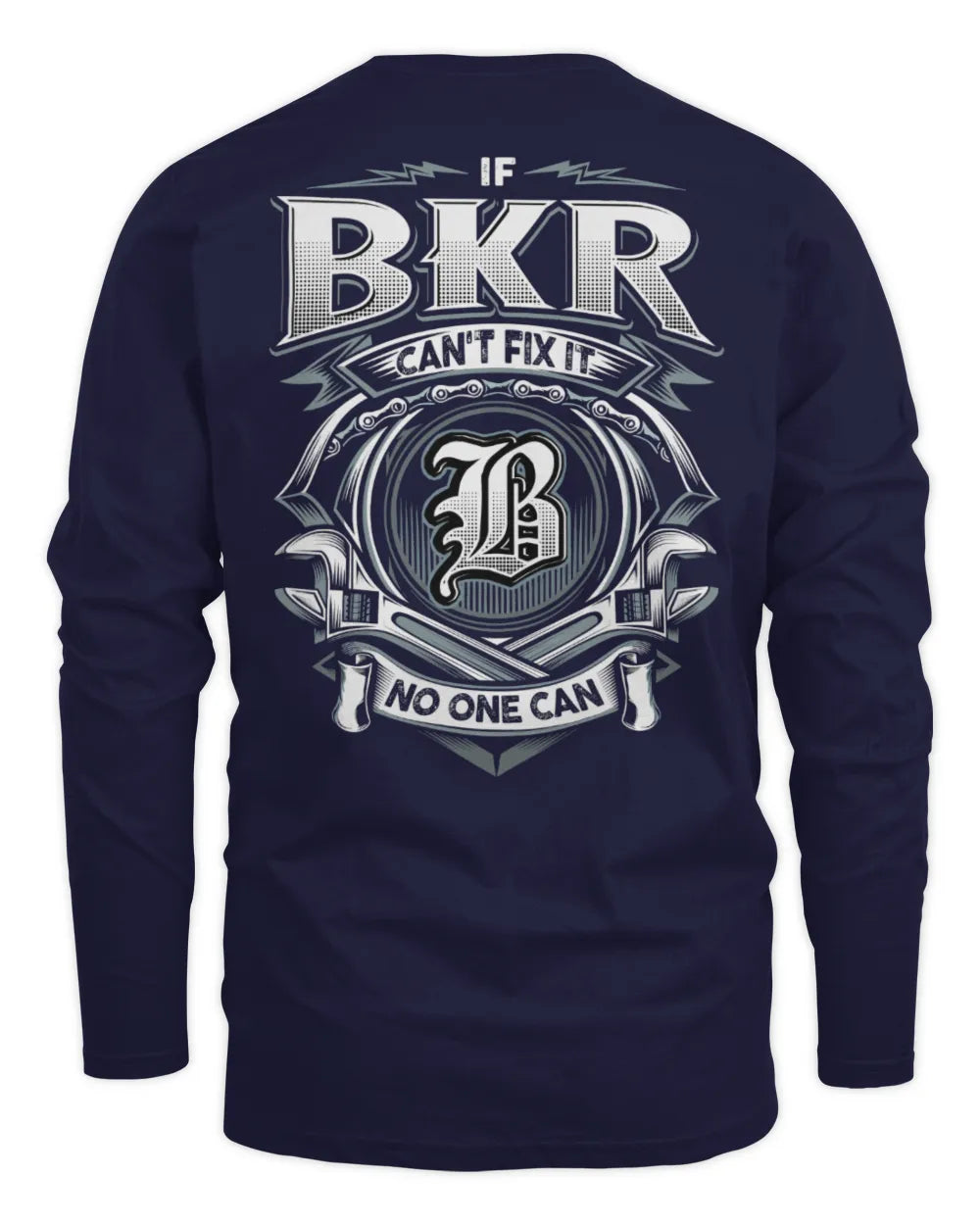 BKR AP81-K4-626 - Personalized Ahmed Quote Apparel “If Ahmed Can't Fix It, No One Can” - Men's Long Sleeved T-Shirt - Navy