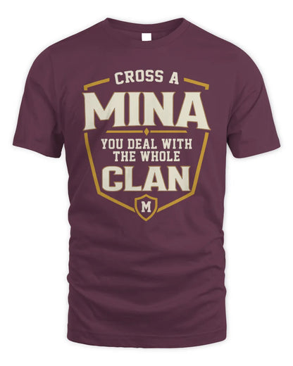 MINA NT1-K008 Cross A/An NAME, You Deal With the Whole Clan | Personalized Vintage T-Shirt - Unisex Standard T-Shirt - Maroon