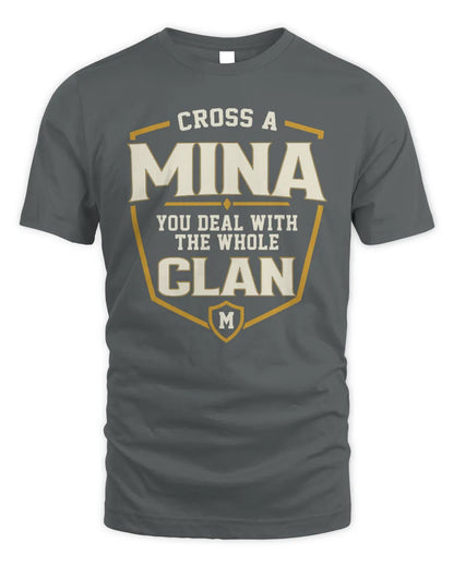MINA NT1-K008 Cross A/An NAME, You Deal With the Whole Clan | Personalized Vintage T-Shirt - Unisex Standard T-Shirt - Charcoal