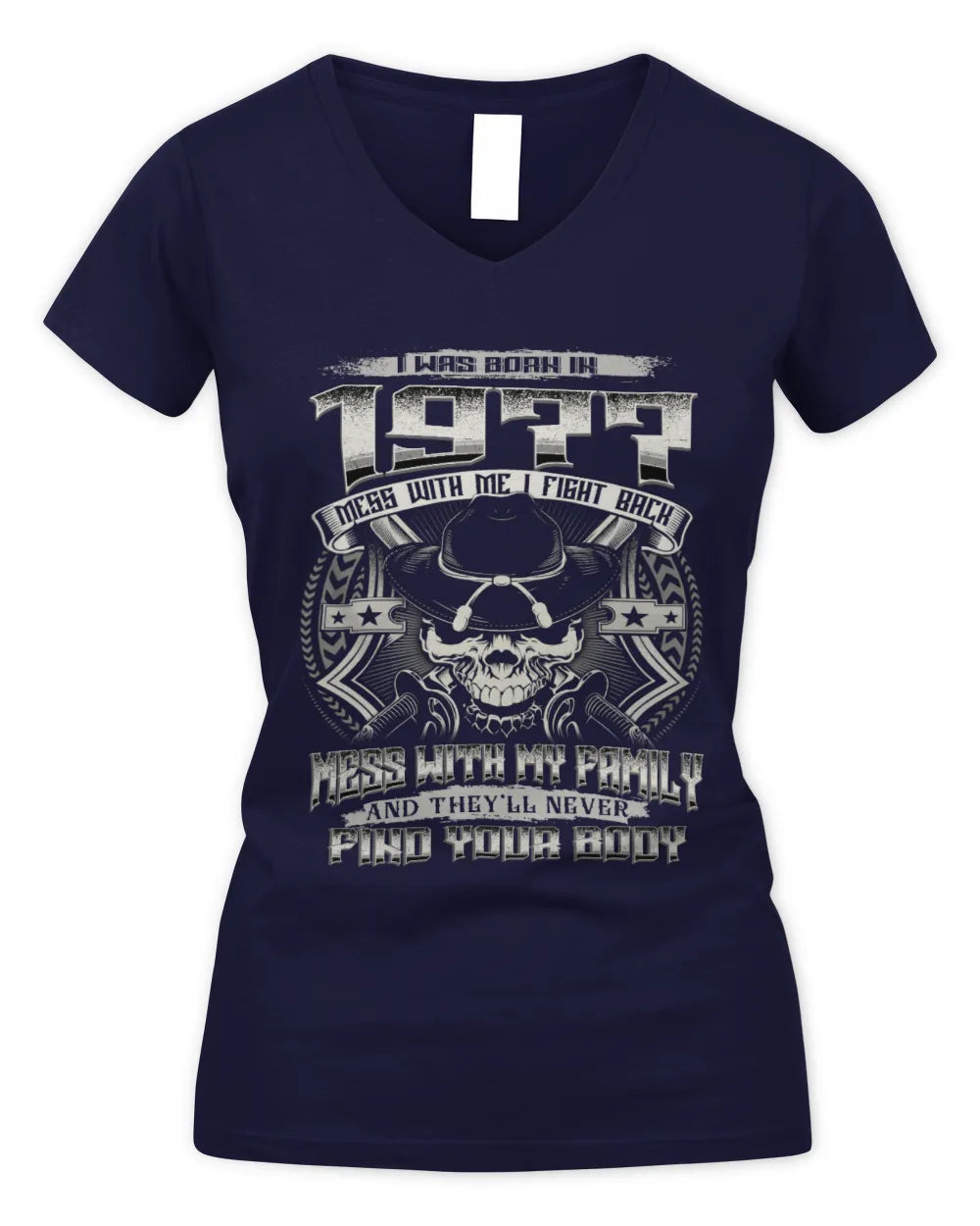 1977 HH89-K2 – Protective Family Quote T-Shirt - Women's V-Neck T-Shirt - Navy