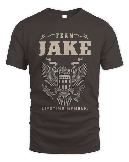 JAKE TP06-K82 – Personalized Classic Style Apparel “Team NAME Lifetime Member” - Unisex Standard T-Shirt - Dark Chocolate
