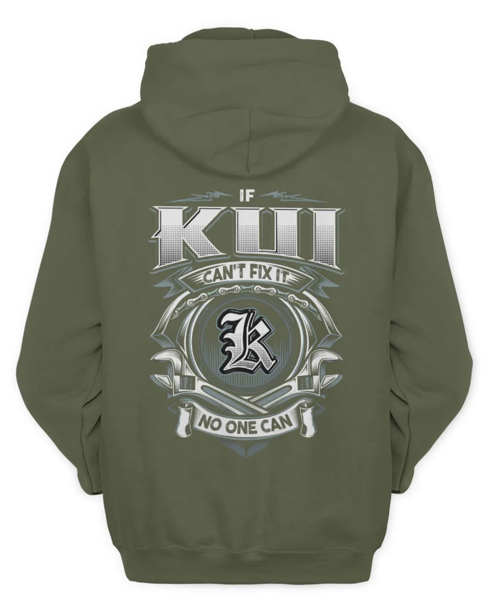 KUI AP81-K4-626 - Personalized Ahmed Quote Apparel “If Ahmed Can't Fix It, No One Can” - Unisex Hoodie - Military Green