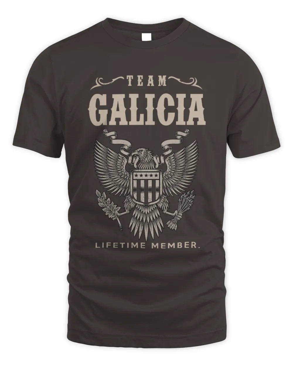 GALICIA TP06-K82 – Personalized Classic Style Apparel “Team NAME Lifetime Member” - Unisex Standard T-Shirt - Dark Chocolate