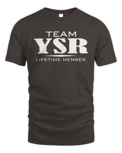 YSR BL62-K4-128 - Personalized “Team NAME Lifetime Member” - Unisex Standard T-Shirt - Dark Chocolate