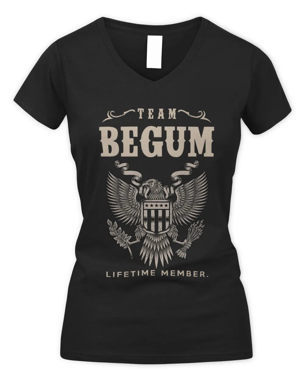 BEGUM TP06-K82 – Personalized Classic Style Apparel “Team NAME Lifetime Member” - Women's V-Neck T-Shirt - Black