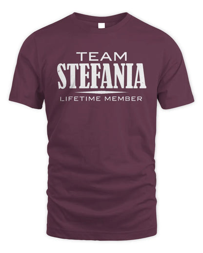 STEFANIA BL62-K4-128 - Personalized “Team NAME Lifetime Member” - Unisex Standard T-Shirt - Maroon