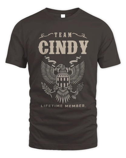 CINDY TP06-K82 – Personalized Classic Style Apparel “Team NAME Lifetime Member” - Unisex Standard T-Shirt - Dark Chocolate