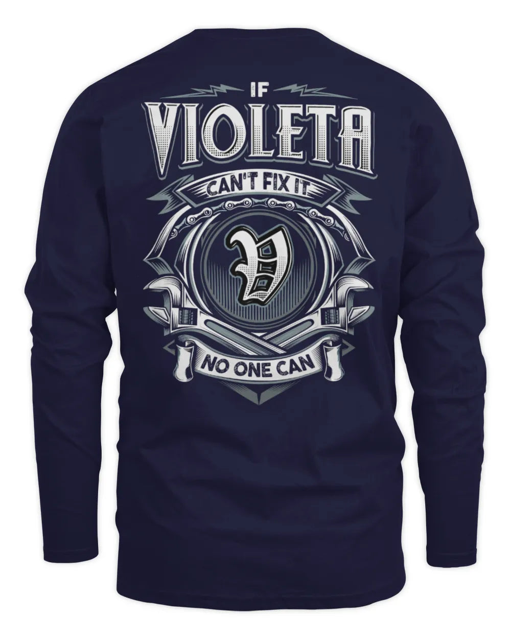 VIOLETA AP81-K4-626 - Personalized Ahmed Quote Apparel “If Ahmed Can't Fix It, No One Can” - Men's Long Sleeved T-Shirt - Navy
