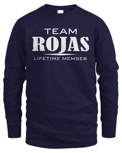 ROJAS BL62-K4-128 - Personalized “Team NAME Lifetime Member” - Men's Long Sleeved T-Shirt - Navy