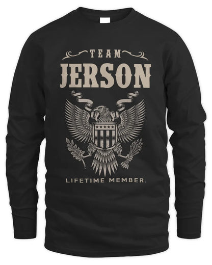 JERSON TP06-K82 – Personalized Classic Style Apparel “Team NAME Lifetime Member” - Men's Long Sleeved T-Shirt - Black