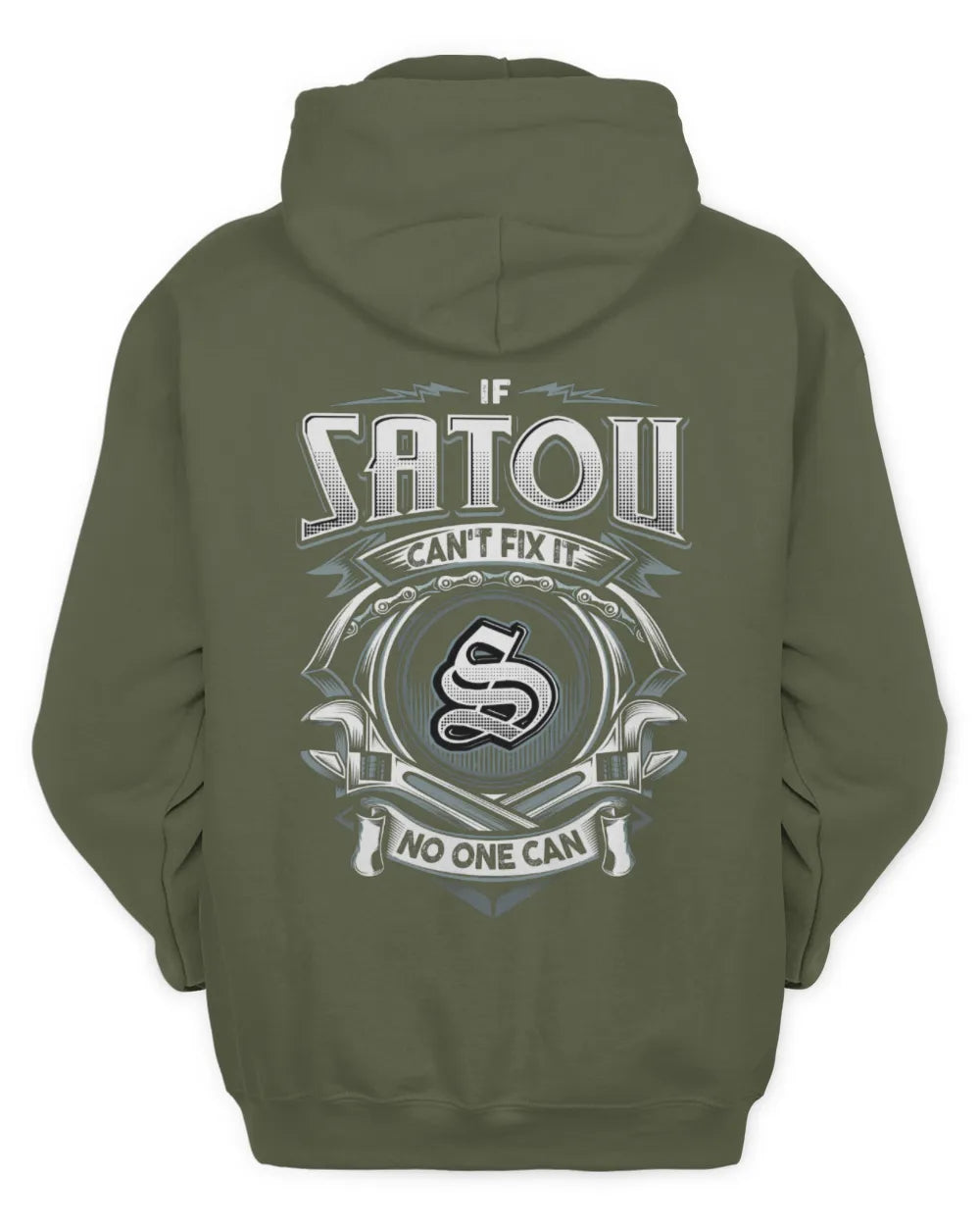 SATOU AP81-K4-626 - Personalized Ahmed Quote Apparel “If Ahmed Can't Fix It, No One Can” - Unisex Hoodie - Military Green