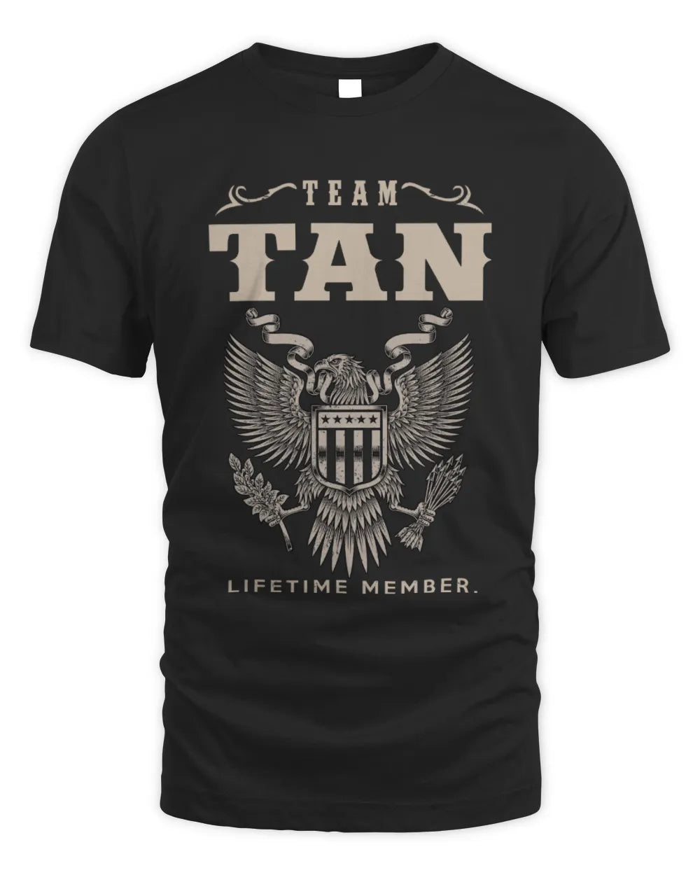 TAN TP06-K82 – Personalized Classic Style Apparel “Team NAME Lifetime Member” - Unisex Standard T-Shirt - Black