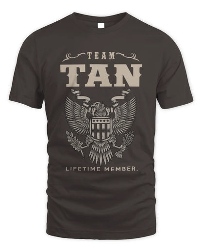TAN TP06-K82 – Personalized Classic Style Apparel “Team NAME Lifetime Member” - Unisex Standard T-Shirt - Dark Chocolate
