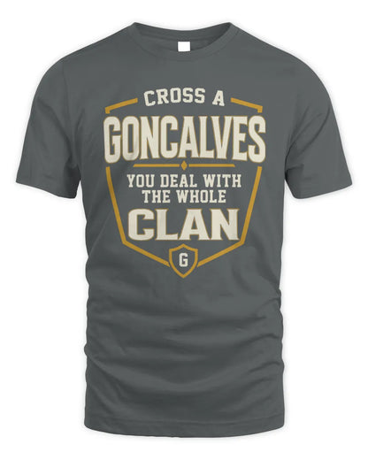 GONCALVES NT1-K008 Cross A/An NAME, You Deal With the Whole Clan | Personalized Vintage T-Shirt - Unisex Standard T-Shirt - Charcoal