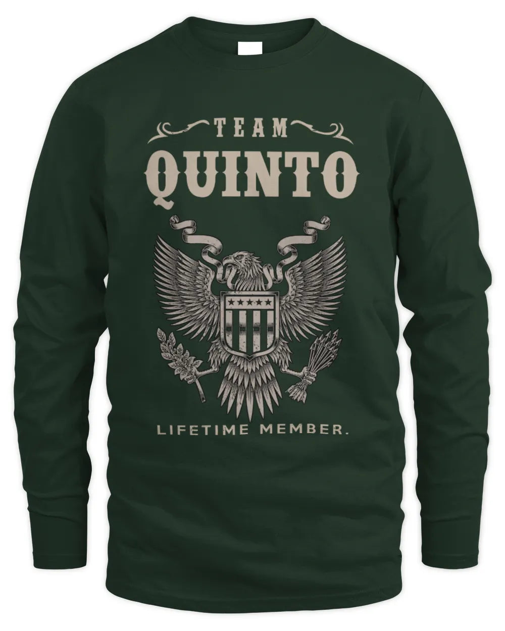 QUINTO TP06-K82 – Personalized Classic Style Apparel “Team NAME Lifetime Member” - Men's Long Sleeved T-Shirt - Forest Green