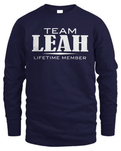 LEAH BL62-K4-128 - Personalized “Team NAME Lifetime Member” - Men's Long Sleeved T-Shirt - Navy