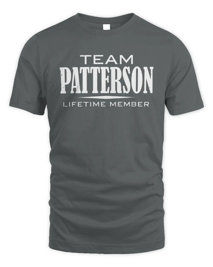 PATTERSON BL62-K4-128 - Personalized “Team NAME Lifetime Member” - Unisex Standard T-Shirt - Charcoal