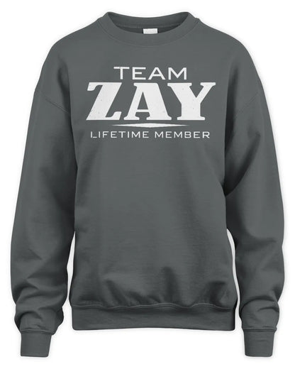 ZAY BL62-K4-128 - Personalized “Team NAME Lifetime Member” - Unisex Sweatshirt - Charcoal