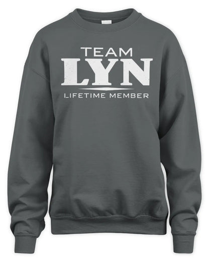 LYN BL62-K4-128 - Personalized “Team NAME Lifetime Member” - Unisex Sweatshirt - Charcoal