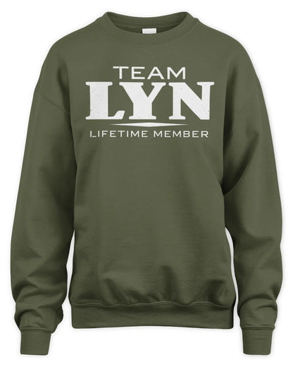LYN BL62-K4-128 - Personalized “Team NAME Lifetime Member” - Unisex Sweatshirt - Military Green