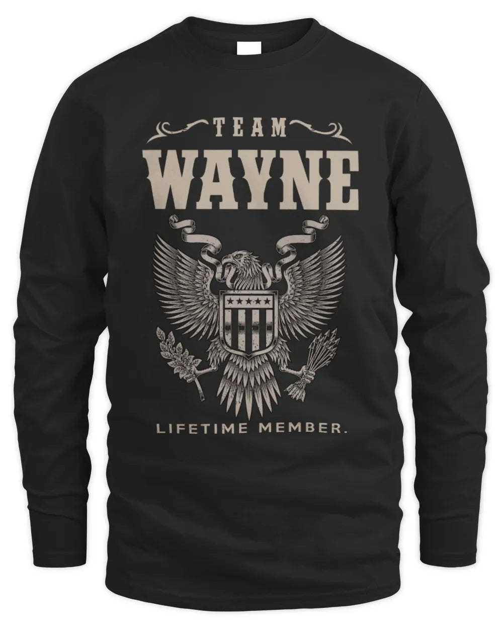 WAYNE TP06-K82 – Personalized Classic Style Apparel “Team NAME Lifetime Member” - Men's Long Sleeved T-Shirt - Black