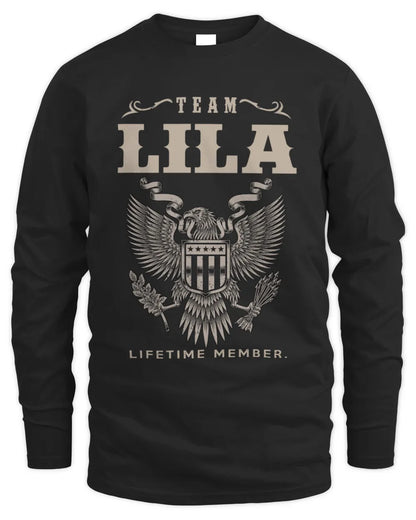 LILA TP06-K82 – Personalized Classic Style Apparel “Team NAME Lifetime Member” - Men's Long Sleeved T-Shirt - Black