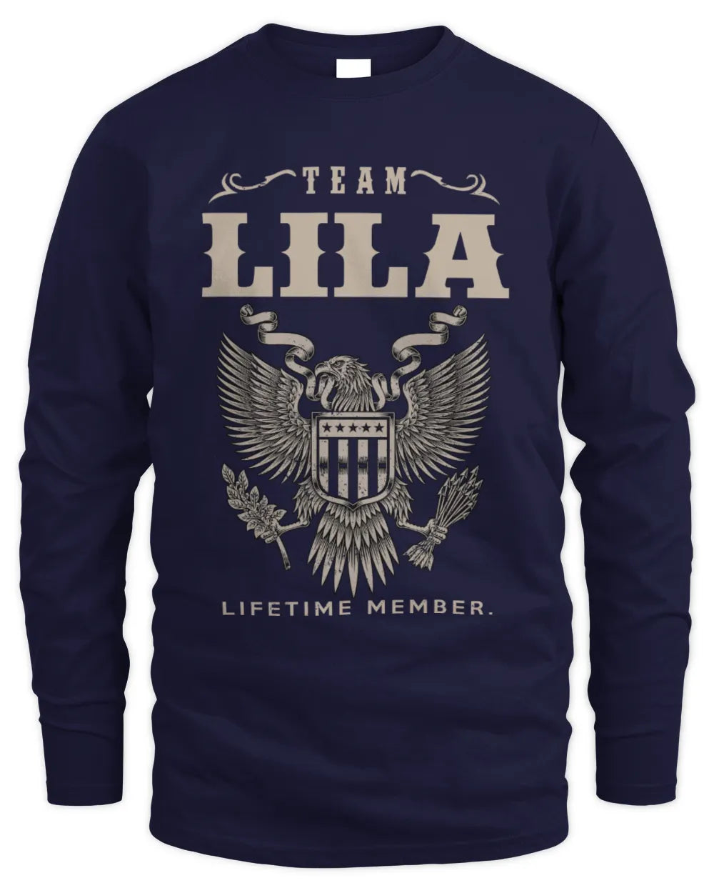 LILA TP06-K82 – Personalized Classic Style Apparel “Team NAME Lifetime Member” - Men's Long Sleeved T-Shirt - Navy