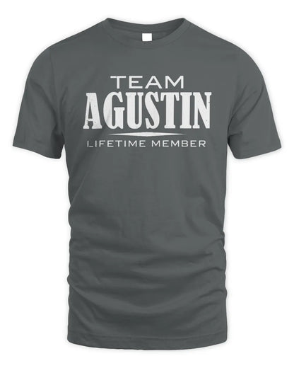 AGUSTIN BL62-K4-128 - Personalized “Team NAME Lifetime Member” - Unisex Standard T-Shirt - Charcoal