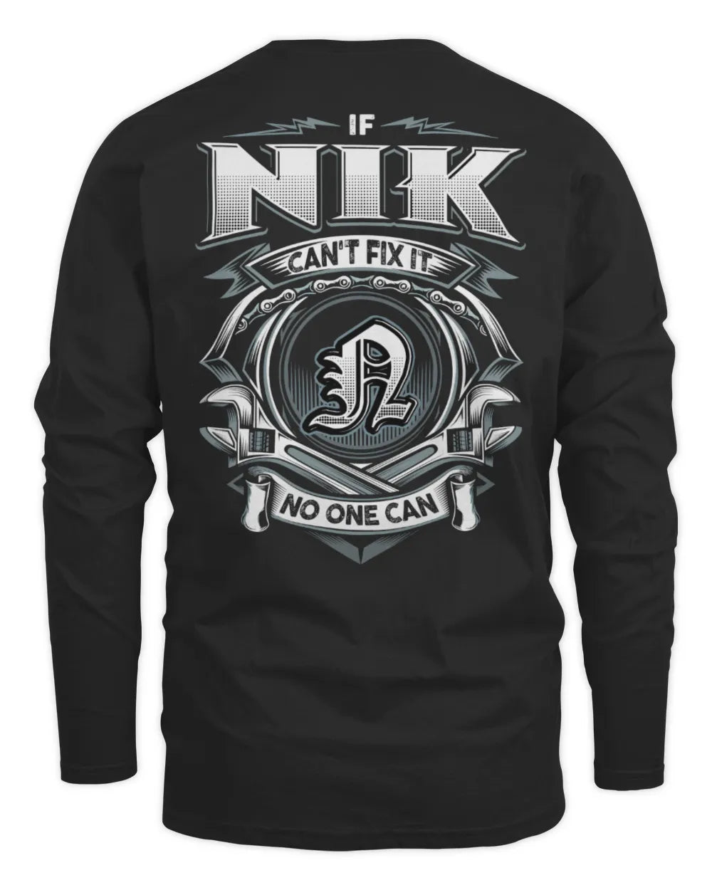 NIK AP81-K4-626 - Personalized Ahmed Quote Apparel “If Ahmed Can't Fix It, No One Can” - Men's Long Sleeved T-Shirt - Black