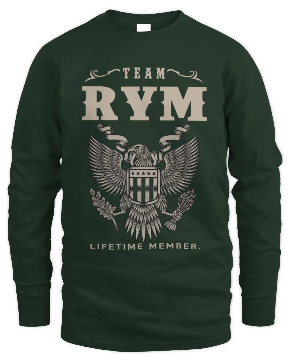 RYM TP06-K82 – Personalized Classic Style Apparel “Team NAME Lifetime Member” - Men's Long Sleeved T-Shirt - Forest Green