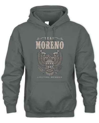 MORENO TP06-K82 – Personalized Classic Style Apparel “Team NAME Lifetime Member” - Unisex Hoodie - Charcoal