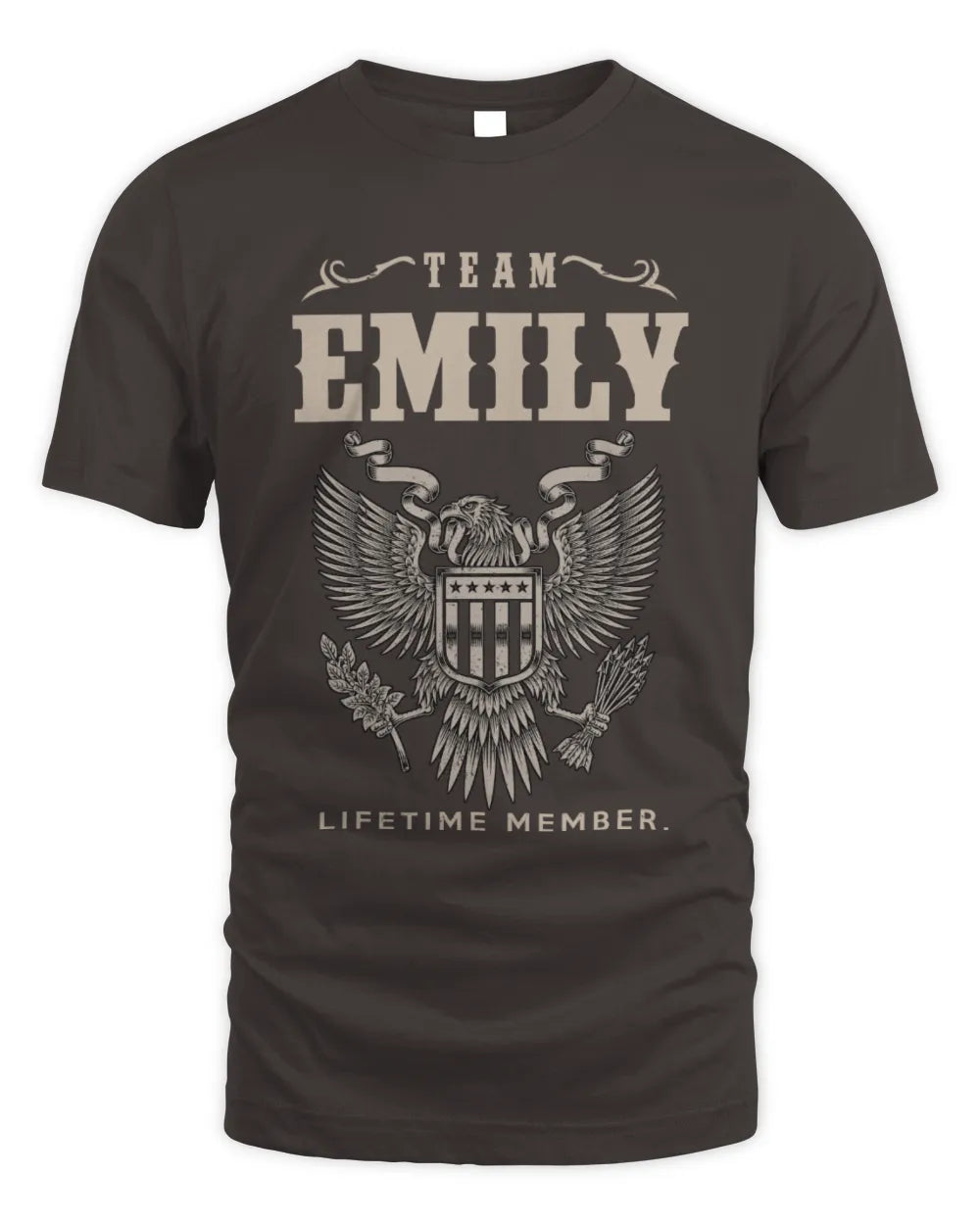 EMILY TP06-K82 – Personalized Classic Style Apparel “Team NAME Lifetime Member” - Unisex Standard T-Shirt - Dark Chocolate
