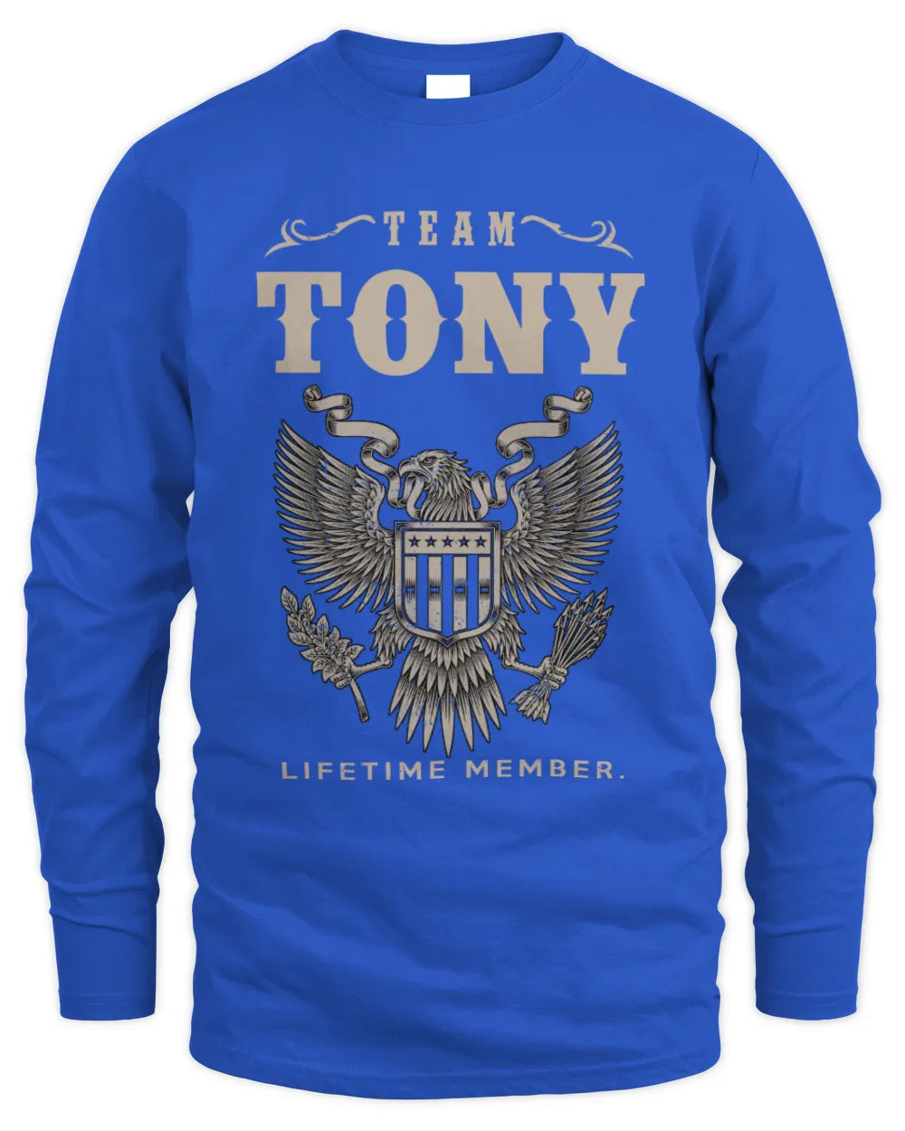 TONY TP06-K82 – Personalized Classic Style Apparel “Team NAME Lifetime Member” - Men's Long Sleeved T-Shirt - Royal