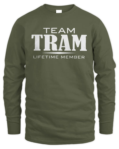 TRAM BL62-K4-128 - Personalized “Team NAME Lifetime Member” - Men's Long Sleeved T-Shirt - Military Green