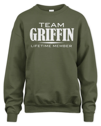 GRIFFIN BL62-K4-128 - Personalized “Team NAME Lifetime Member” - Unisex Sweatshirt - Military Green