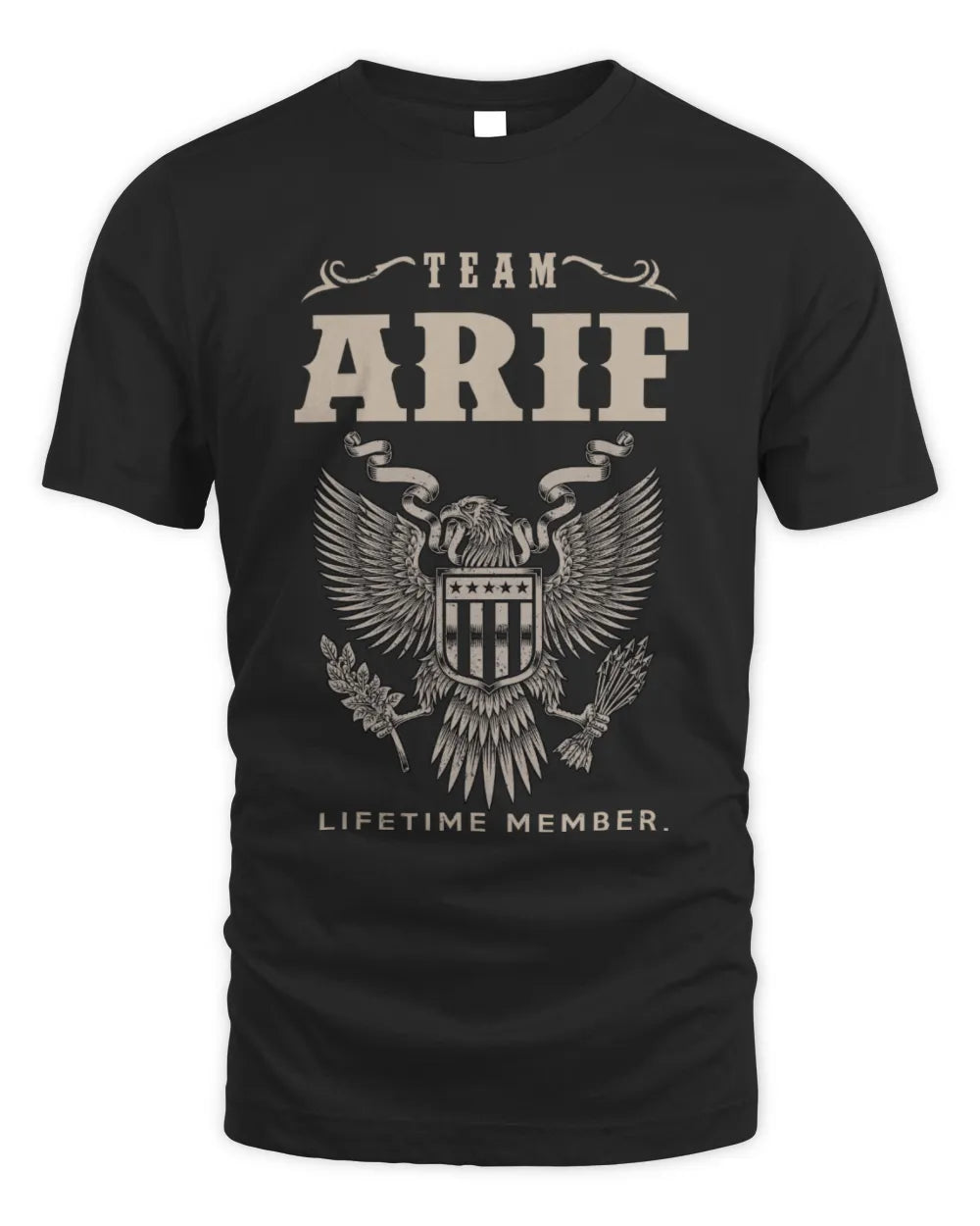 ARIF TP06-K82 – Personalized Classic Style Apparel “Team NAME Lifetime Member” - Unisex Standard T-Shirt - Black