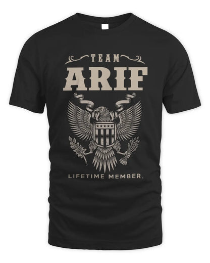 ARIF TP06-K82 – Personalized Classic Style Apparel “Team NAME Lifetime Member” - Unisex Standard T-Shirt - Black