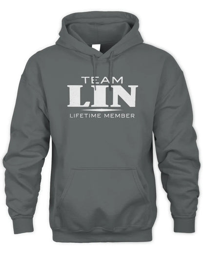 LIN BL62-K4-128 - Personalized “Team NAME Lifetime Member” - Unisex Hoodie - Charcoal