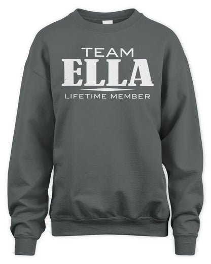 ELLA BL62-K4-128 - Personalized “Team NAME Lifetime Member” - Unisex Sweatshirt - Charcoal