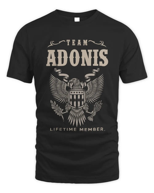 ADONIS TP06-K82 – Personalized Classic Style Apparel “Team NAME Lifetime Member” - Unisex Standard T-Shirt - Black