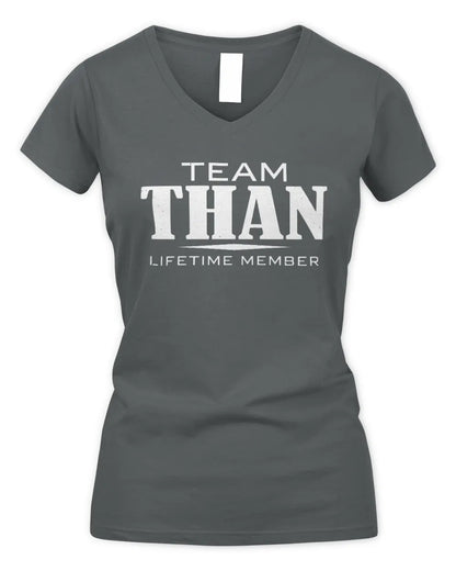THAN BL62-K4-128 - Personalized “Team NAME Lifetime Member” - Women's V-Neck T-Shirt - Charcoal