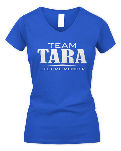 TARA BL62-K4-128 - Personalized “Team NAME Lifetime Member” - Women's V-Neck T-Shirt - Royal