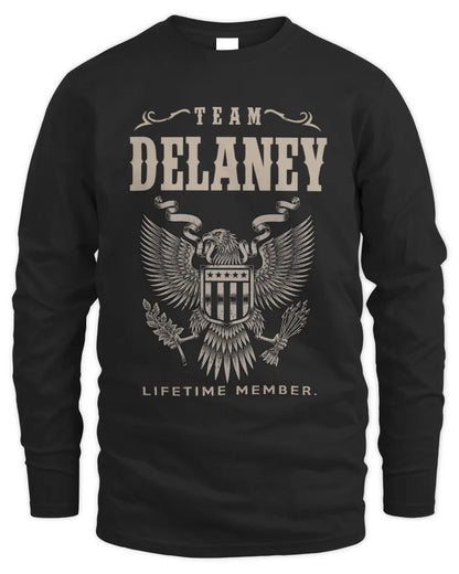 DELANEY TP06-K82 – Personalized Classic Style Apparel “Team NAME Lifetime Member” - Men's Long Sleeved T-Shirt - Black