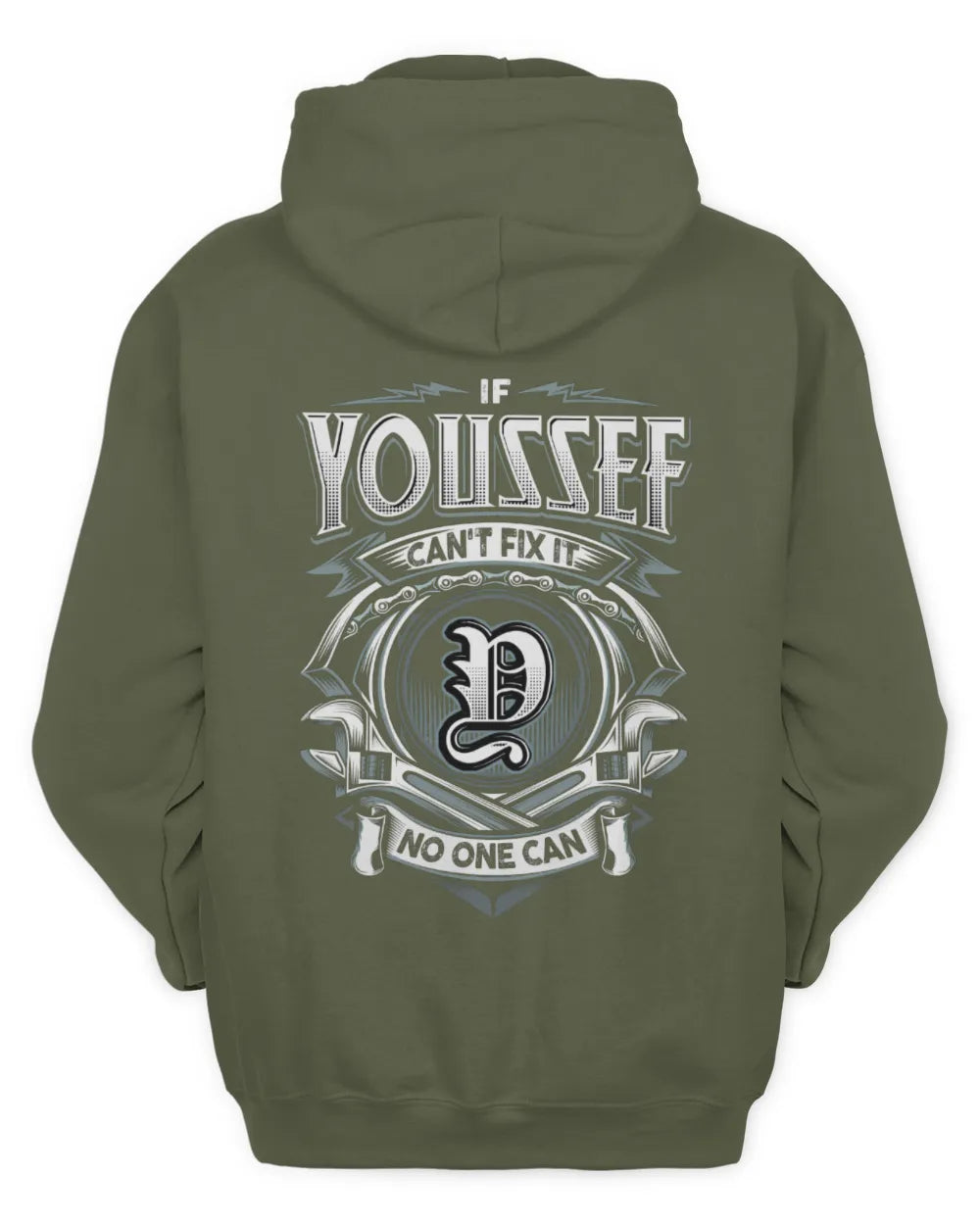YOUSSEF AP81-K4-626 - Personalized Ahmed Quote Apparel “If Ahmed Can't Fix It, No One Can” - Unisex Hoodie - Military Green