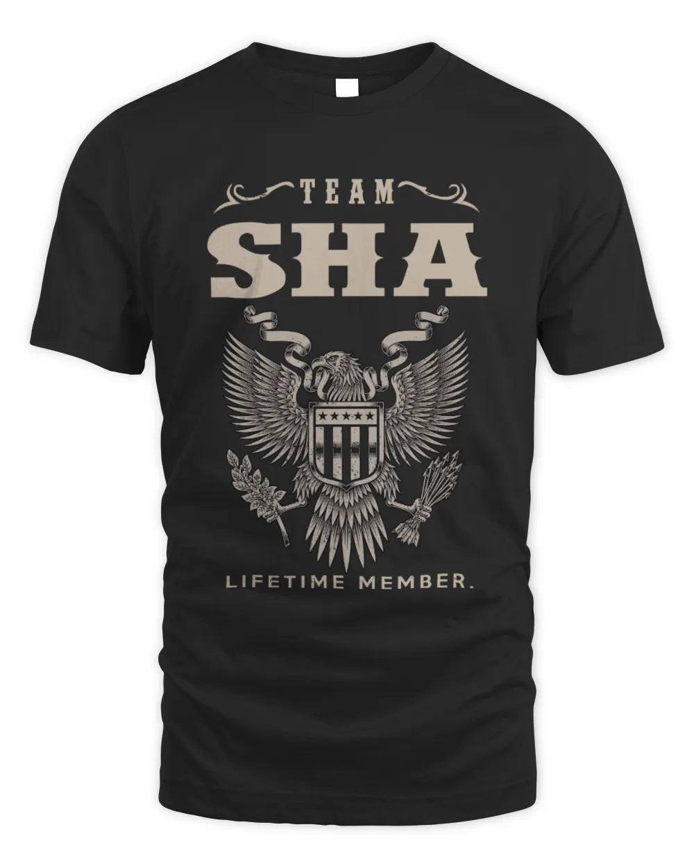 SHA TP06-K82 – Personalized Classic Style Apparel “Team NAME Lifetime Member” - Unisex Standard T-Shirt - Black