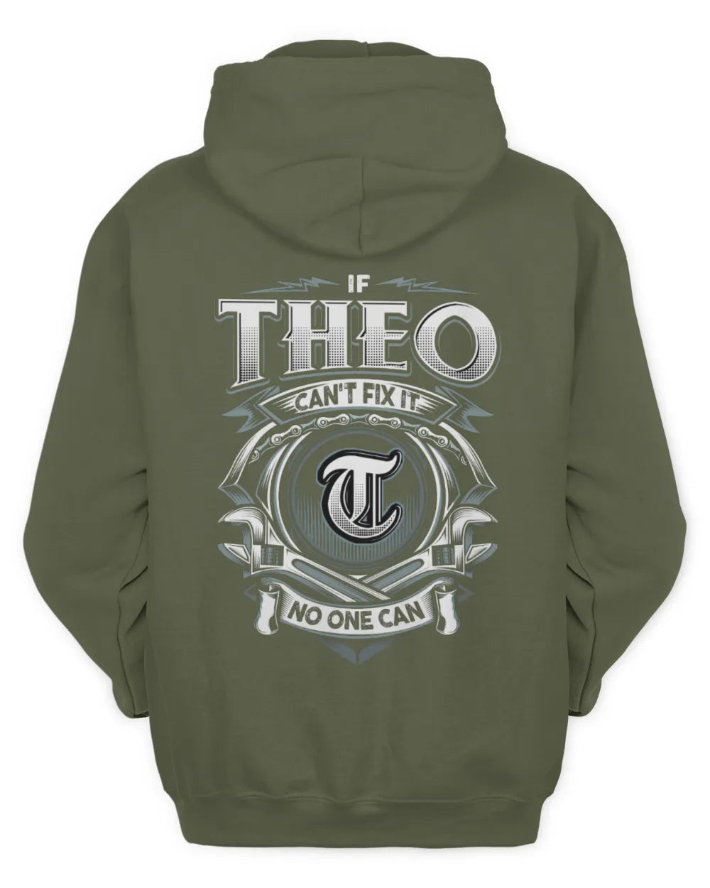 THEO AP81-K4-626 - Personalized Ahmed Quote Apparel “If Ahmed Can't Fix It, No One Can” - Unisex Hoodie - Military Green